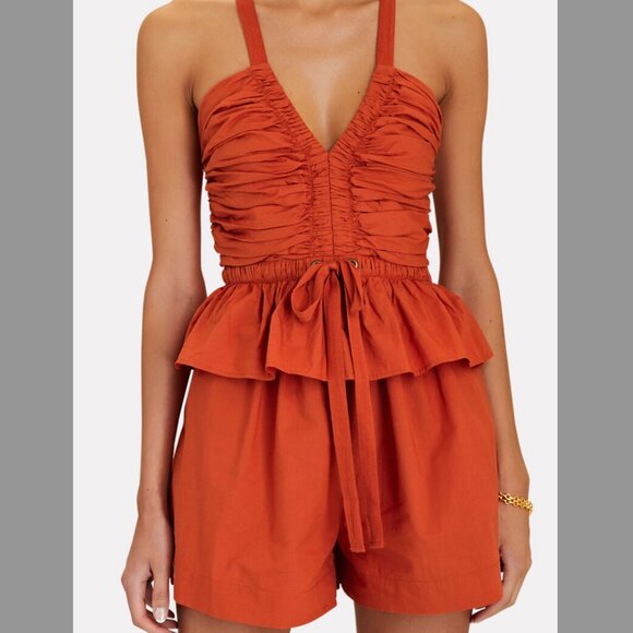 Ulla Johnson Marren | Ruched Poplin Playsuit (Small) - Picture 2 of 3